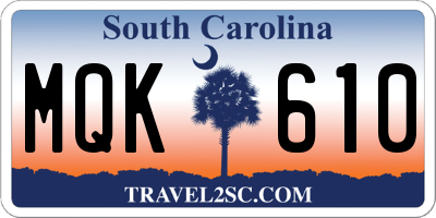 SC license plate MQK610