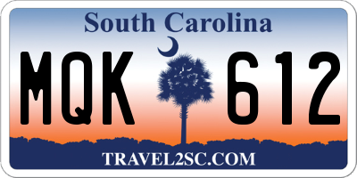 SC license plate MQK612