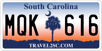 SC license plate MQK616