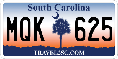SC license plate MQK625