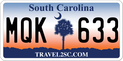SC license plate MQK633