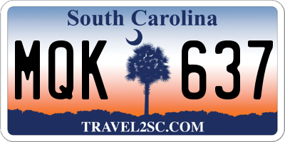 SC license plate MQK637