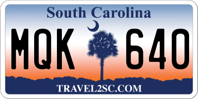 SC license plate MQK640
