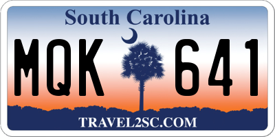 SC license plate MQK641