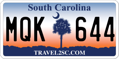 SC license plate MQK644