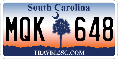 SC license plate MQK648