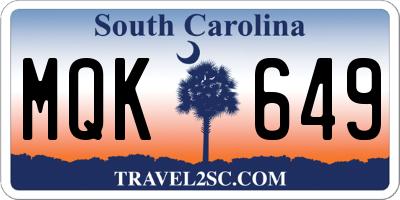 SC license plate MQK649