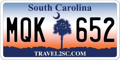 SC license plate MQK652
