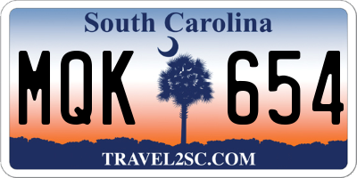SC license plate MQK654