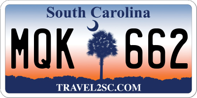 SC license plate MQK662