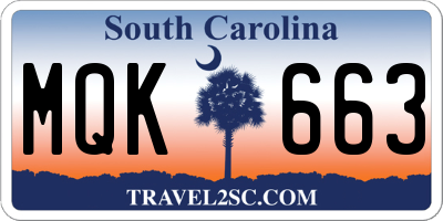 SC license plate MQK663