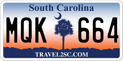 SC license plate MQK664