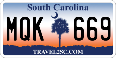 SC license plate MQK669