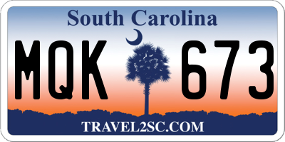 SC license plate MQK673