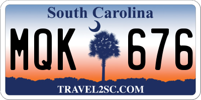 SC license plate MQK676