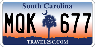 SC license plate MQK677