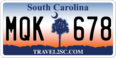 SC license plate MQK678