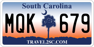 SC license plate MQK679
