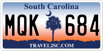 SC license plate MQK684
