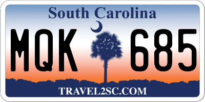 SC license plate MQK685