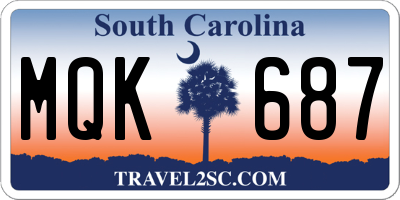 SC license plate MQK687