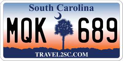 SC license plate MQK689