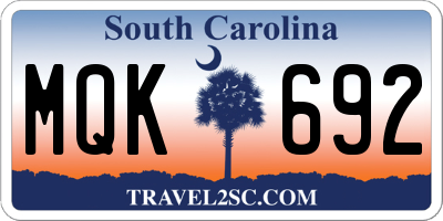 SC license plate MQK692
