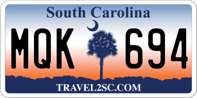 SC license plate MQK694