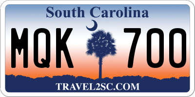 SC license plate MQK700