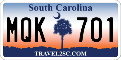 SC license plate MQK701