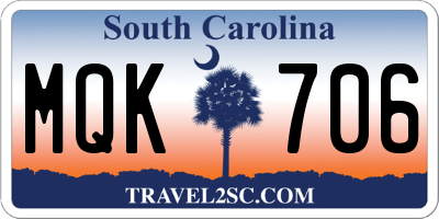 SC license plate MQK706