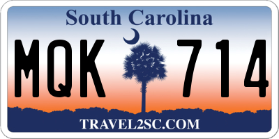 SC license plate MQK714