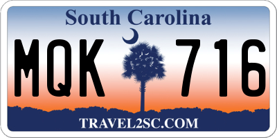SC license plate MQK716