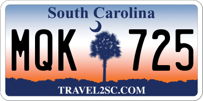 SC license plate MQK725