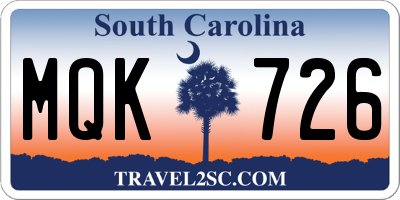 SC license plate MQK726