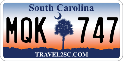 SC license plate MQK747