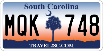 SC license plate MQK748