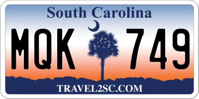 SC license plate MQK749