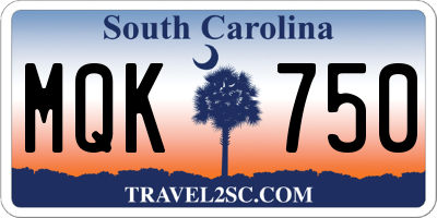 SC license plate MQK750