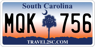 SC license plate MQK756