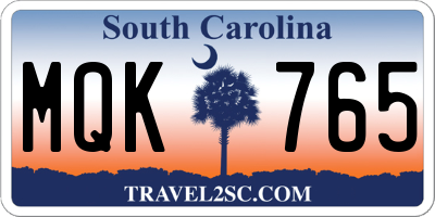 SC license plate MQK765