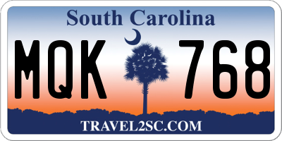 SC license plate MQK768