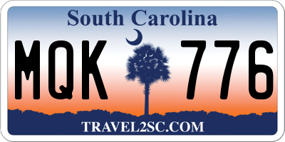 SC license plate MQK776