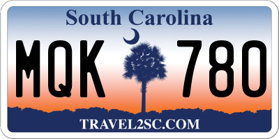 SC license plate MQK780