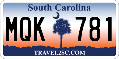 SC license plate MQK781