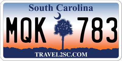 SC license plate MQK783