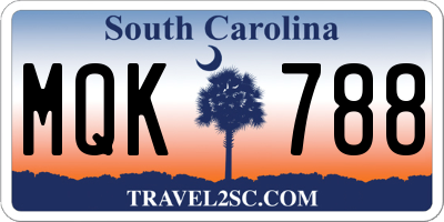 SC license plate MQK788