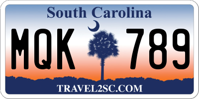 SC license plate MQK789
