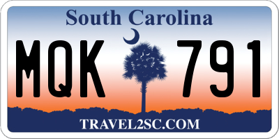 SC license plate MQK791