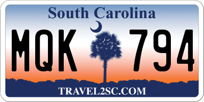 SC license plate MQK794